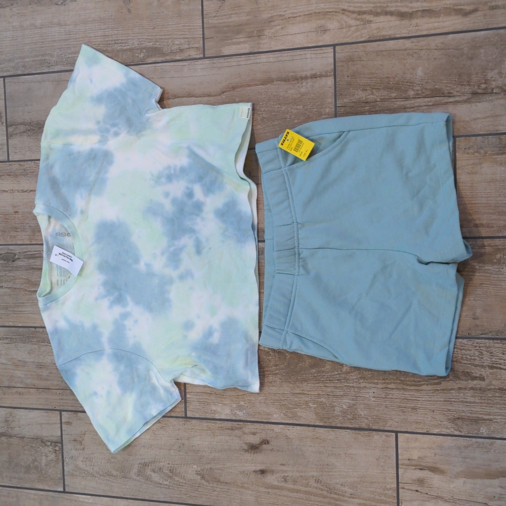 NWT Girls' RSQ Tie Dyed Cropped Tee and Matching Sweat Short Set